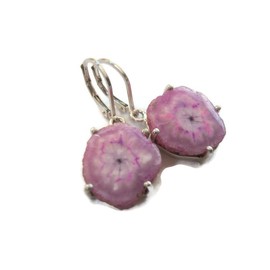 Pink Solar Quartz Stalactite Sterling Silver Dangle Drop Earrings