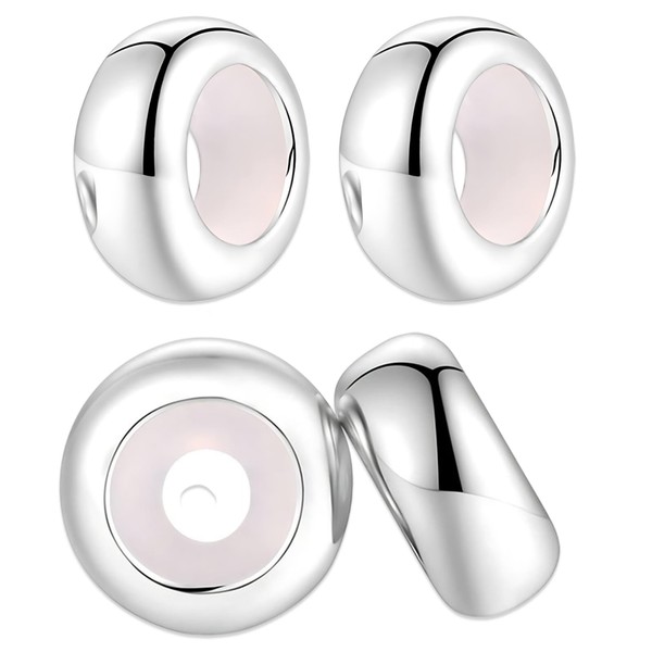 QttvbTna 925 Sterling Silver Spacer Charm Stopper, Pack of 4