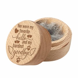 CREATCABIN Round Wood Mini Animal Urn Small Pet Urns for Ashes Hair Keepsake Box Case Heart Paw Prints Wings BurlyWood Decorative Urns Funeral Cremation Pet Urn Memorial Box Gift for Dog Cat 2x1.6Inch
