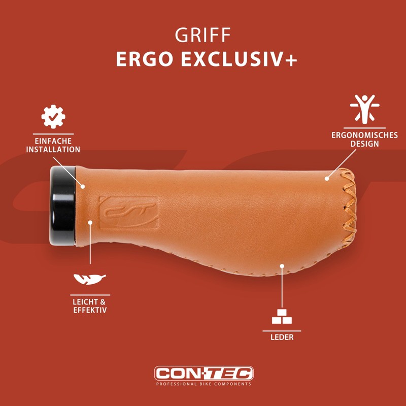 CONTEC Ergo Exclusive+ Bicycle Grips Premium Leather D3 Tri-Component Ergonomic