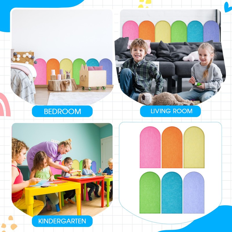Jetec 6 Pcs Felt Wall Padding for Kids Anti Collision