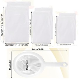 Yeanifeana 9 Pcs Bolsa coladora de malla ultrafina,bolsa de filtro de grado alimenticio Con uno cuchara coladora de malla finaReutilizable Bolsa de Colador Reutilizable, para Bebida Vegetal, Zumos