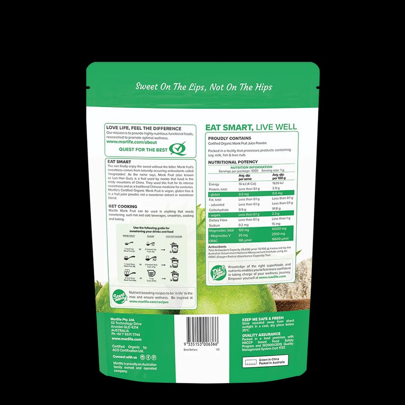Morlife Monk Fruit Powder Certified Organic 1kg