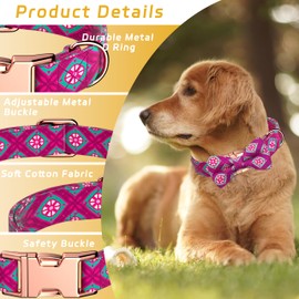 Miavers Adjustable Soft Cotton Bow Tie Collar with Metal Buckle, Detachable Bow Tie for Small Medium Large Dogs (Red, XS)