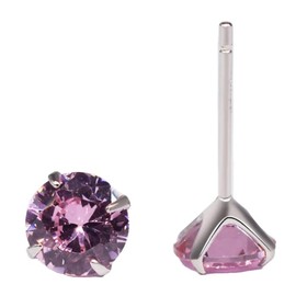 Gram Jewelry: Women's Birthstone Earrings, Single Earring, Zirconia, Hypoallergenic, Simple, Platinum, 925 Silver, Birthday, Gift, For Women, 4 mm, Sterling Silver Cubic Zirconia