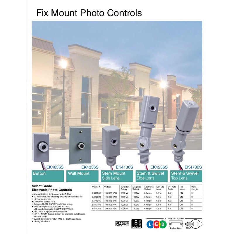 Intermatic EK4136S Nightfox™ Stem Mount Electronic Photocontrol - Reliable Light