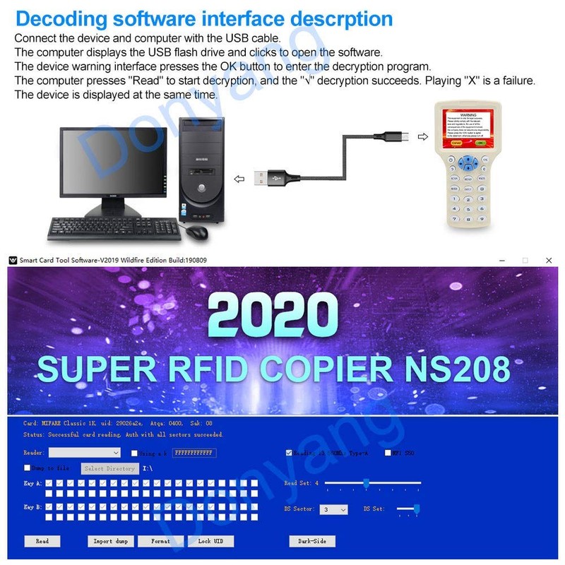 LEXI ID IC HID Card Copier NFC Reader 125KHz 13.56MHz