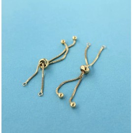 Unbranded 2 Extender Chains Gold Tone 70mm - Adjustable Slider Extender - Box Chain - Z347