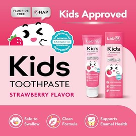 LAB52 Fluoride-Free Kids Toothpaste, Nano-Hydroxyapatite Training Toothpaste for Toddler & Children Daily Oral Care, Supports Enamel Health, Safe if S