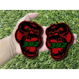 Badge Addictz Gorilla Badges Emblem Roaring Green Eyes & 392 Fender Ape Angry Black on Red