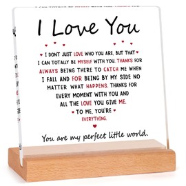 Juratar Romantic I Love You Gifts for Her Him, Acrylic Plaque Presents for Girlfriend Boyfriend, Anniversary Valentines Birthday Gifts for Wife, Husband, Women, Men