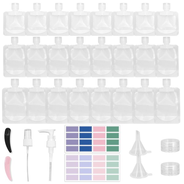 24 Pcs Travel Pouches for Toiletries Liquid, Lightweight Portable Containers