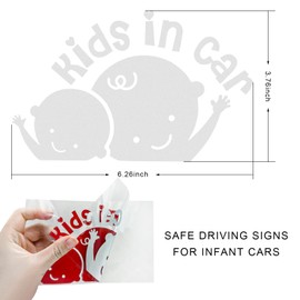 STURIOS 2PCS Kids in Car Decal, Reflective Baby on Board Sign Kids in Car Sticker for Safety Driving, Waterproof Decal Cute Waving Kid in Cars Bumper Sticker Safety Warning Sign (White)