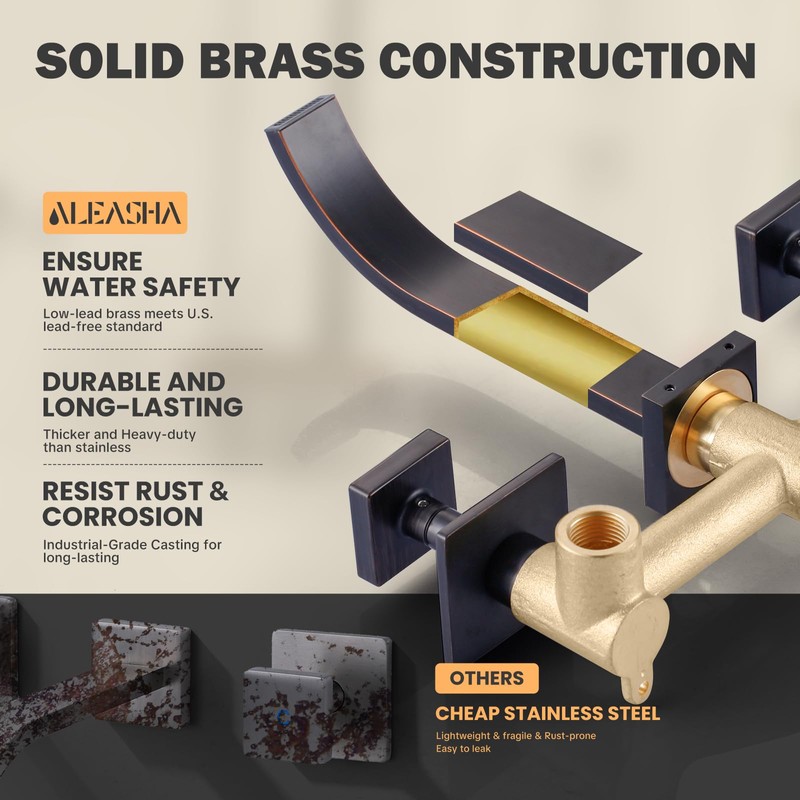 ALEASHA Wall Mounted Bathroom Sink Faucet Oil Rubbed Bronze Bathroom
