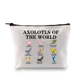 Axolotls of The World Axolotl Makeup Bag Axolotl Salamander Lover Gifts Axolotl Girl Cosmetic Zipper Pouch Bag (The WORLD2 2UK)
