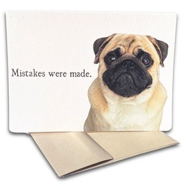 Fava Bean Productions I'm Sorry Card, Pug Card - Mistakes Were Made (1 Premium Card, 5x7 inches, Cute Message Inside) Pug Card, Funny Apology Card - Sorry From the Dog - Funny Im Sorry- 377
