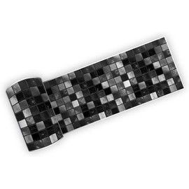 neukids Peel and Stick Black Mosaic Wall Border, DIY Skirting Border, Wall Borders Living Room Bedroom Bathroom Kitchen Decoration Wallpaper Border