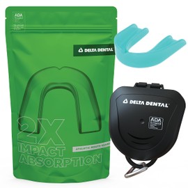 Delta Dental Athletic Sports Mouth Guard - ADA Accepted - 2X The Impact Absorption - Works with Braces 1 Pack No Strap (Adult, Aqua No Strap)