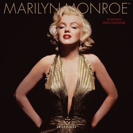 Graphique 2024 Marilyn Monroe Calendario de pared | 12 x 12 pulgadas | Papel grueso | Organizador para el hogar y la oficina | Cuadrícula mensual grande | 3 idiomas y días festivos marcados | Página