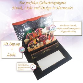 3D Pop Up Birthday Card with Music & Light - Orchestra Version Happy Birthday - Coloured Light Play - High Quality Greeting Card for Special Birthday Greetings