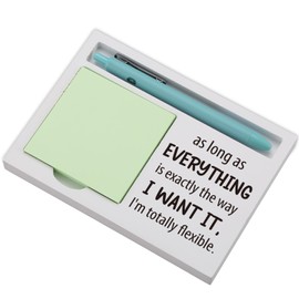 Funny Sticky Note Holder for Desk – As Long as Everything Is Exactly the Way I Want It I’m Totally Flexible Quote, Office Gift for Coworker, Boss, Therapist, Note Pad Organizer for Women Men EDP225