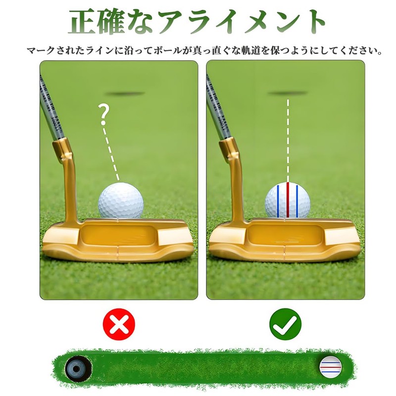 YINKE Golf Ball Marker, Triple 3 Line Golf Alignment Mark