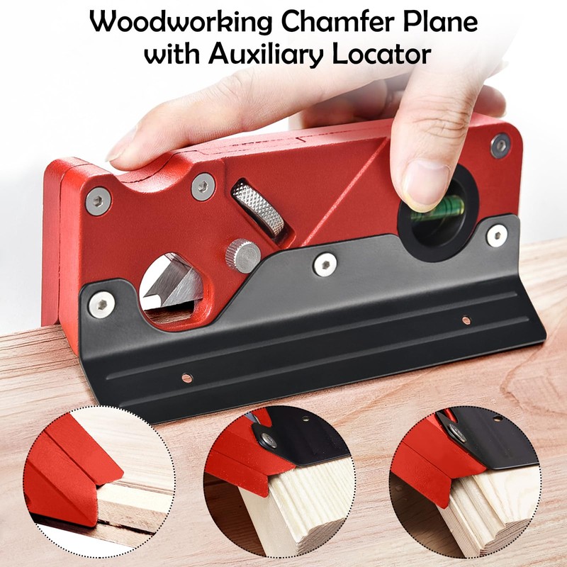 Chamfer Plane, Wood Chamfer Plane with 7 Cutter Heads, Woodworking