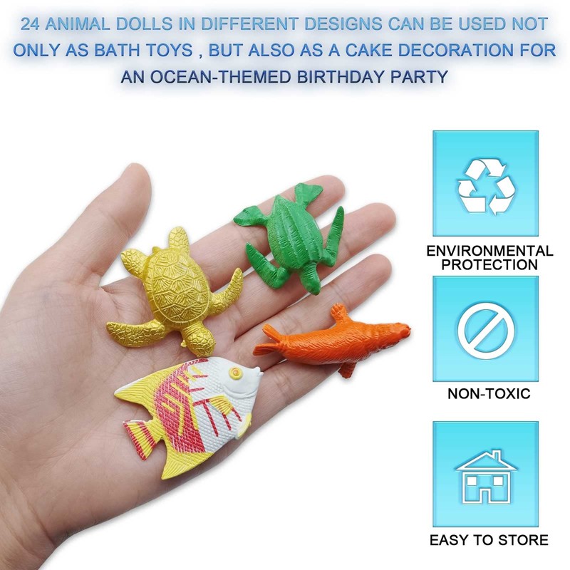 BLMHTWO 24 PCS Ocean Animals Figures,Sea Animals Toys Plastic Sea