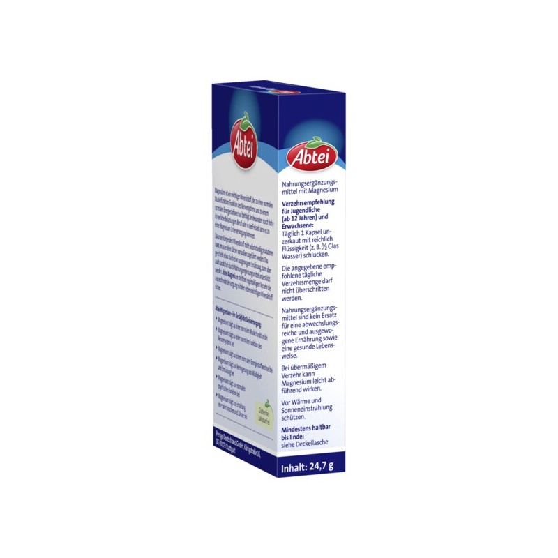 압타이 Abtei 마그네슘 40캡슐 24.7g Abtei Magnesium 40 Capsules 24.7g