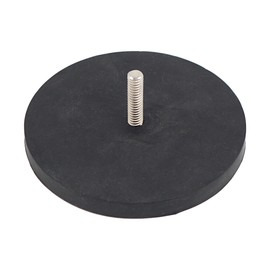 Master Magnetics NADR257MBX Retaining Magnet with 1/4-20 Threaded Stud, Rubber Covered Black, 2.57" Diameter, 1.3" Overall Height, 32 lb. of Pull, Zinc Plated Housing