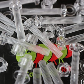 Pack of 60 Transparent Clear Plastic Acrylic M5 x 30mm Nuts & Bolts, Washers - Acrylic Plastic Screws, 13/64 x 1 3/16