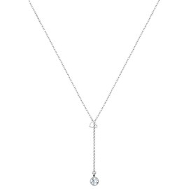 Elli Women's Necklace Heart Y Chain Filigree Geo with Crystals, Facet cut, Crystal