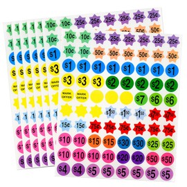 CoZyden 2000 PCS Yard Sale Price Stickers 3/4 Inch Price Stickers for Garage Sale, Flea Market Rummage Pre-Printed Pricing Labels Tags