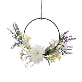 Door Wreath, Door Wreath, All Year Round Artificial Flowers, Lavender Wreath, Welcome Wall Wreath, Metal Ring for Easter Wreath, Floral Wall Decoration, Wedding (B)