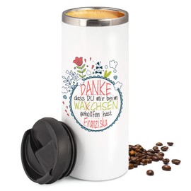 GRAZDesign Thermobecher mit Namen personalisiert Erzieherin, Dankeschön Spruch Kindergarten Abschiedsgeschenk Kaffeebecher Edelstahl 350ml