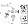3/4" Inch BSP Double Outlet Garden Outdoor Tap Ball Valve