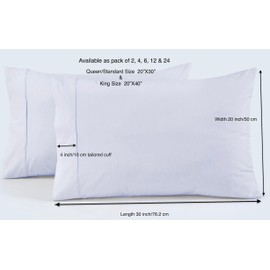 ShanDreamz 100% Cotton Percale Pillowcases, Breathable Pillow Covers, Airy Light Weight Fabric, Moisture Wicking for Hot Sleepers, Best for Home Spa & Hotel (White King Size 20x40, 10)