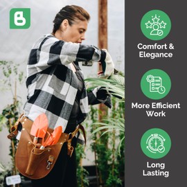 Botanica Leather Garden Tool Belt Womens with Glove Holder - Florist & Gardeners ToolBelt - Gardeners gift - Durable Garden Belt for Tools - Gardening tool belt