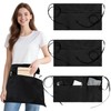 Waitress Apron, Server Apron with 3 Pockets, Waterproof Black Waiter