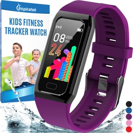 Inspiratek Fitness Tracker for Kids (Age 5-16) - Waterproof Watch With Heart Rate Monitor, Sleep Monitor, Calorie Counter and More - Activity Tracker for Girls and Boys (Purple)