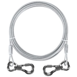 XiaZ Dog Wire Leash, 9.8 ft (3 m), Lightweight Silver, [Second Generation Coated 4-5mm Thin Cable, Rust-Resistant, Carabiner Lock, Strong Fix, Suitable for Small to Large Dogs, Ideal for Outdoor Pets