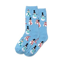 Hot Sox Kids' Fun Holiday Crew Socks-1 Pair Pack-Cool Festive Boys and Girls Gifts-Christmas and More, Snowmen (Light Blue), Large-X-Large