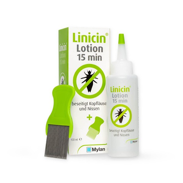 Linicin Lotion mit LÃ¤usekamm (100 ml) - LÃ¤usemittel zur Behandlung von KopflÃ¤usen, inkl. LÃ¤usekamm | Schonend fÃ¼r die Kopfhaut