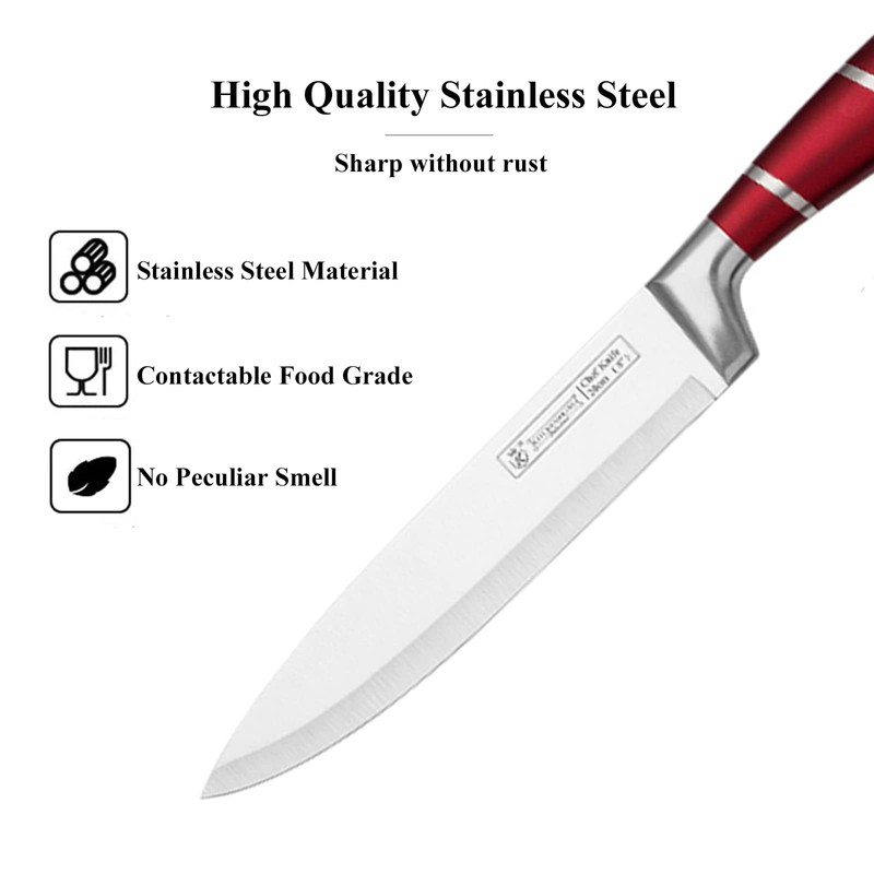 Kitchen Knife Set, 9-Piece Red Kitchen Knife Set with Acrylic