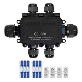 MIRATIC Waterproof Junction Box for Outdoor Use, IP68, Surface-Mounted HD Junction Box, Surface-Mounted 0.5 - 6.0 mm², Cable Junction Box, Diameter 7 - 12 mm, UV and Shock Resistant IK09 (6 Way: 2 x
