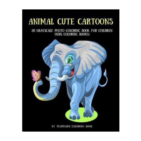 Animal Cute Cartoons: 20 Grayscale Photo Coloring Book For Children