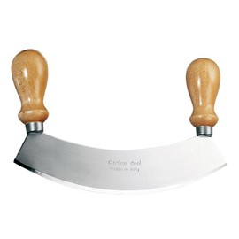 Eppicotispai Stainless Steel Mezzaluna Chopper/Mincer with Wooden Handle, 10-Inch