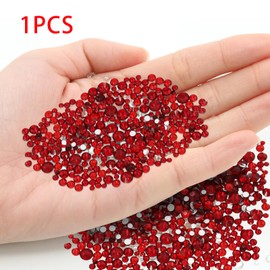 YUYUDEHM 1440 PCS Resin Rhinestone, Round Gems rafts Nail Face Art (Red)