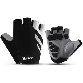I Kua Fly Cycling Gloves, Half Finger for Men and Women, Shock-Absorbing MTB Gloves, Breathable Cycling Gloves (Black, M)