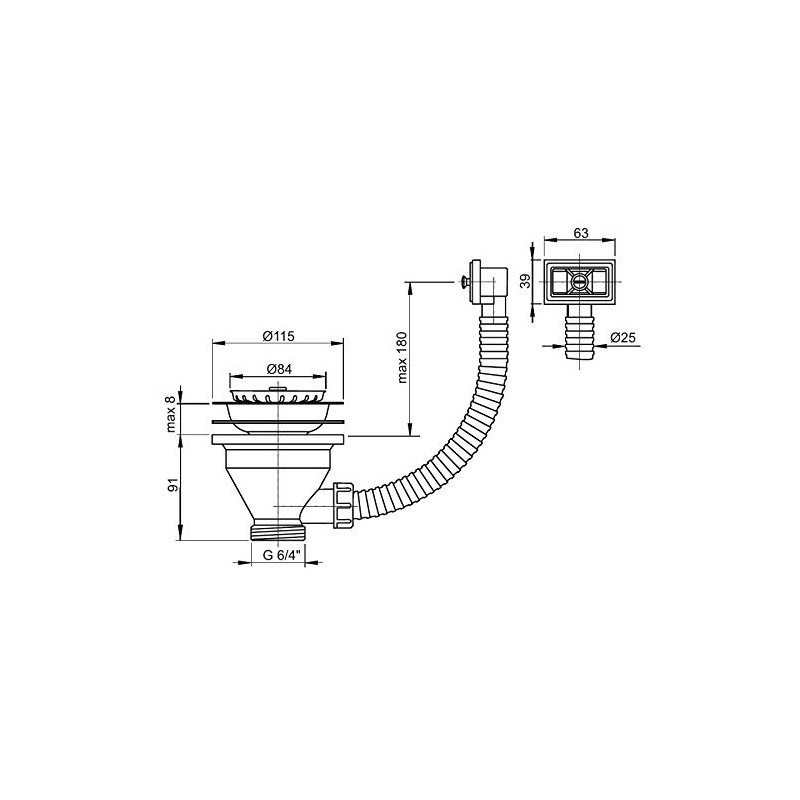 Alcaplast A38 Chrome Flexible Overflow Drain Valve